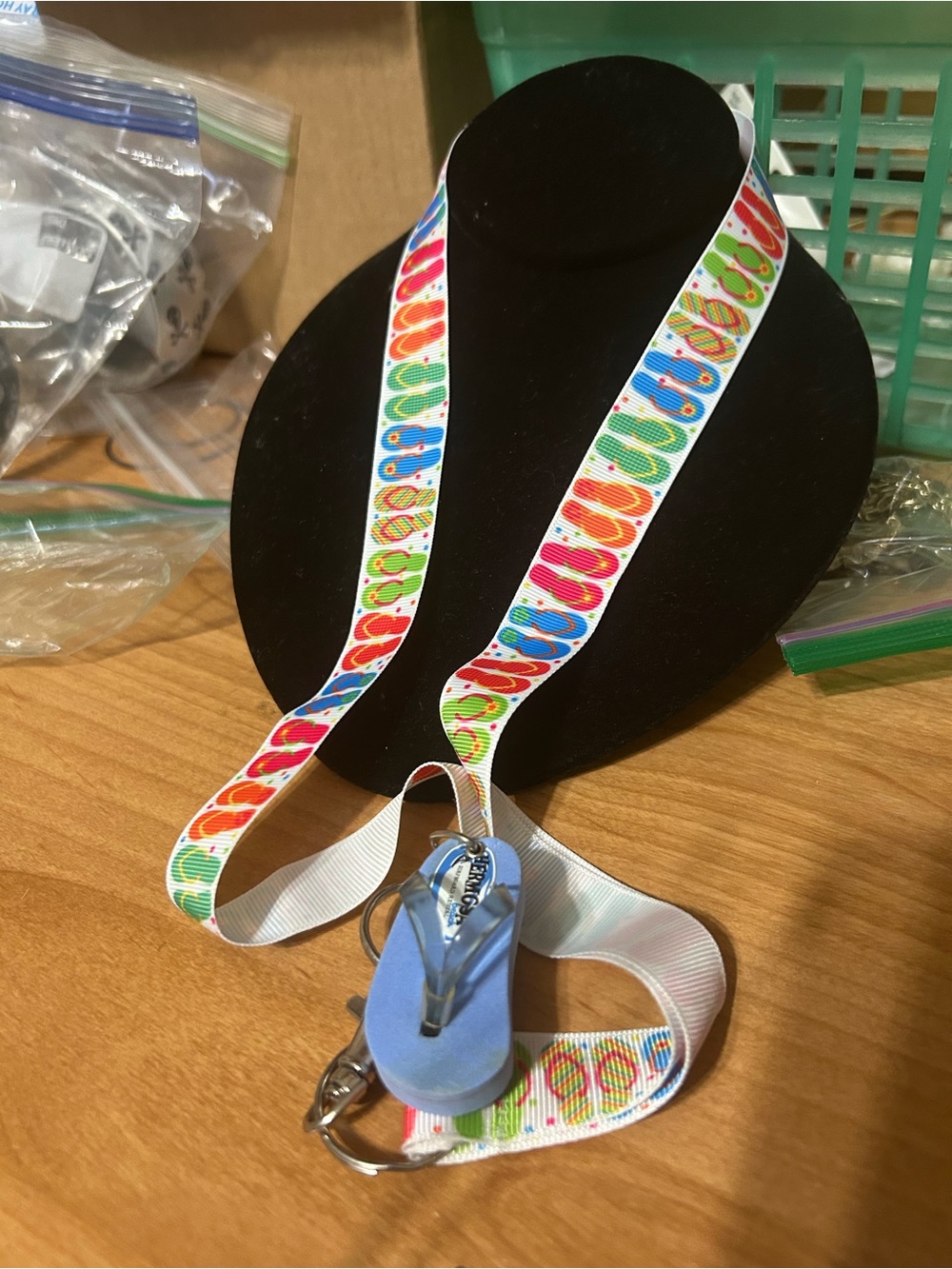Colorful Flip-Flop Lanyard with Blue flip flop Charm